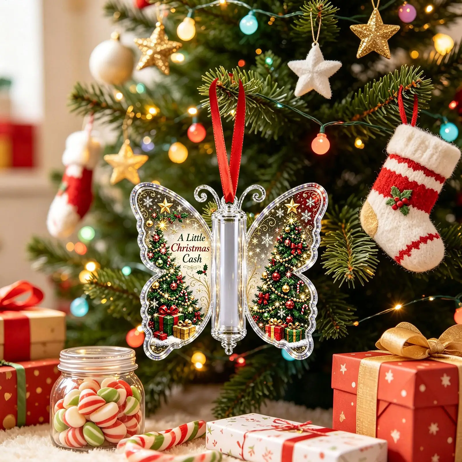 Christmas Money Holders For Cash Acrylic Butterfly Shape Tree Decorations Christmas Money Cards For Kids Boys Girls Sons