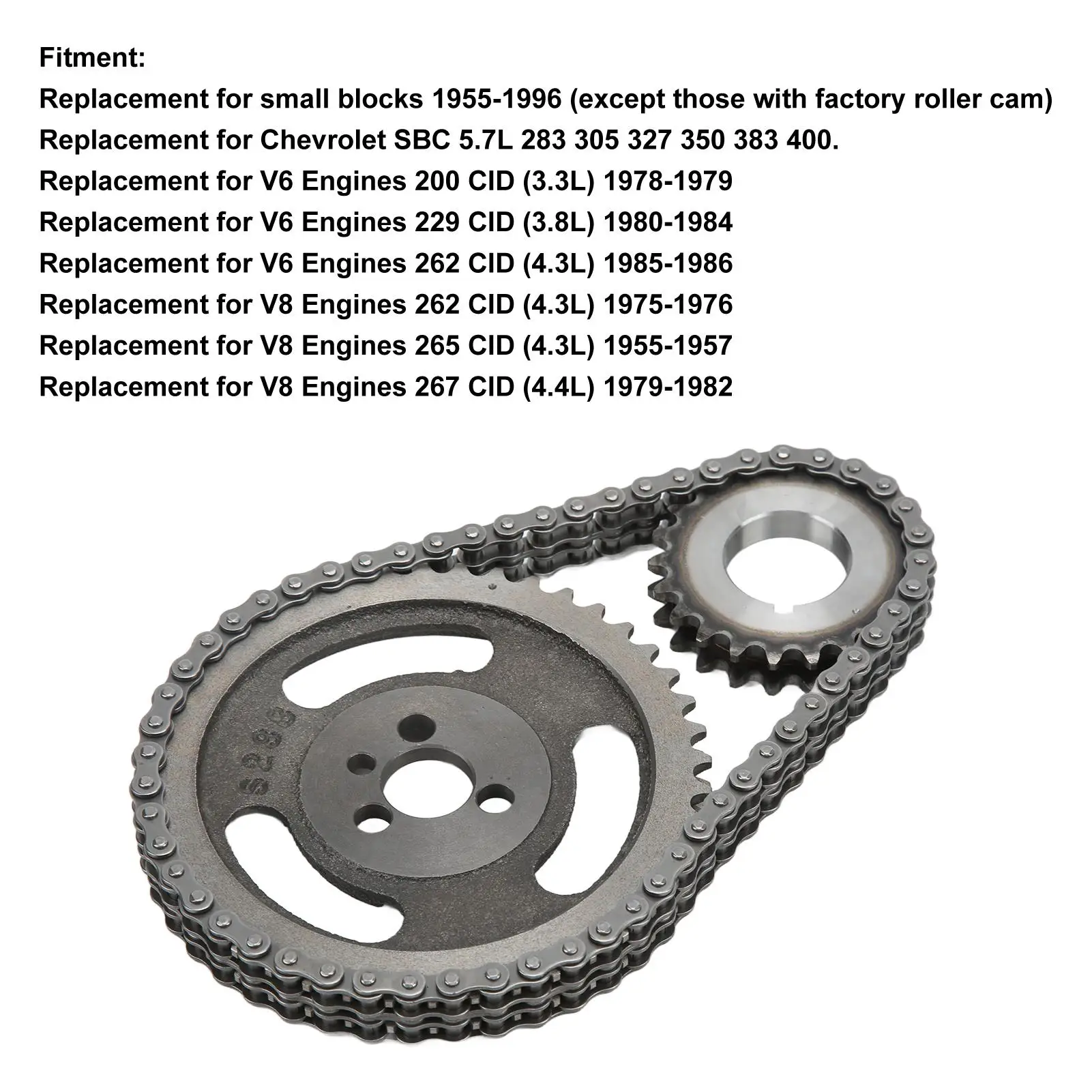 C-3023K Timing Chain Set Wide Application Cast Iron for repair Replacement for SBC 5.7L 283 305 327 350 383 400