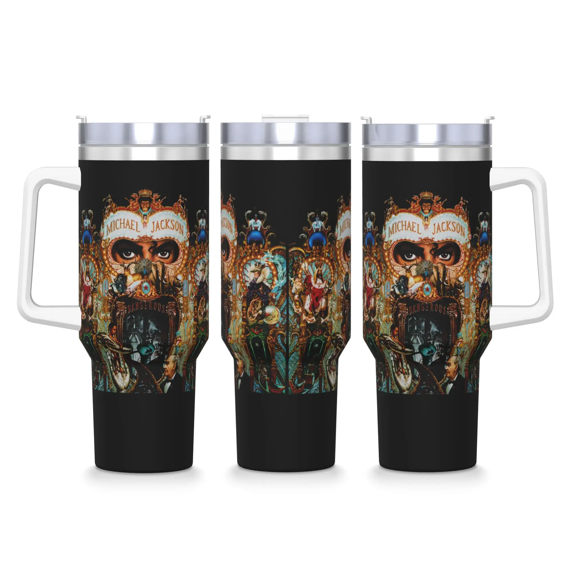 Stainless Steel Tumbler Michael MJ Car Mugs With Straws King of Pop Travel Cold Drink Water Bottle Insulated 40oz Thermal Cups