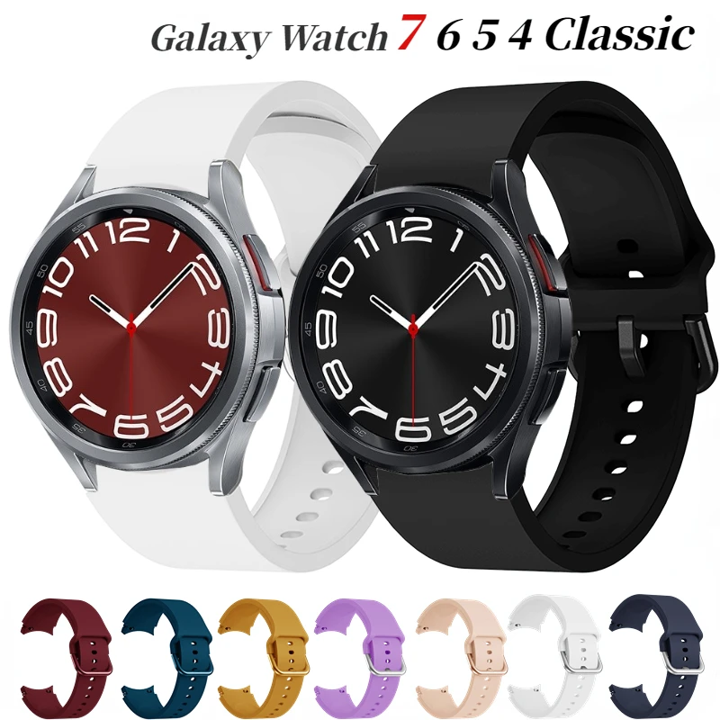 

Silicone Strap For Samsung Galaxy Watch 4/5/6/7 40mm/44mm Pro 45mm Band No Gap Bracelet Belt Watch 4 6 Classic 47mm/46mm Correa