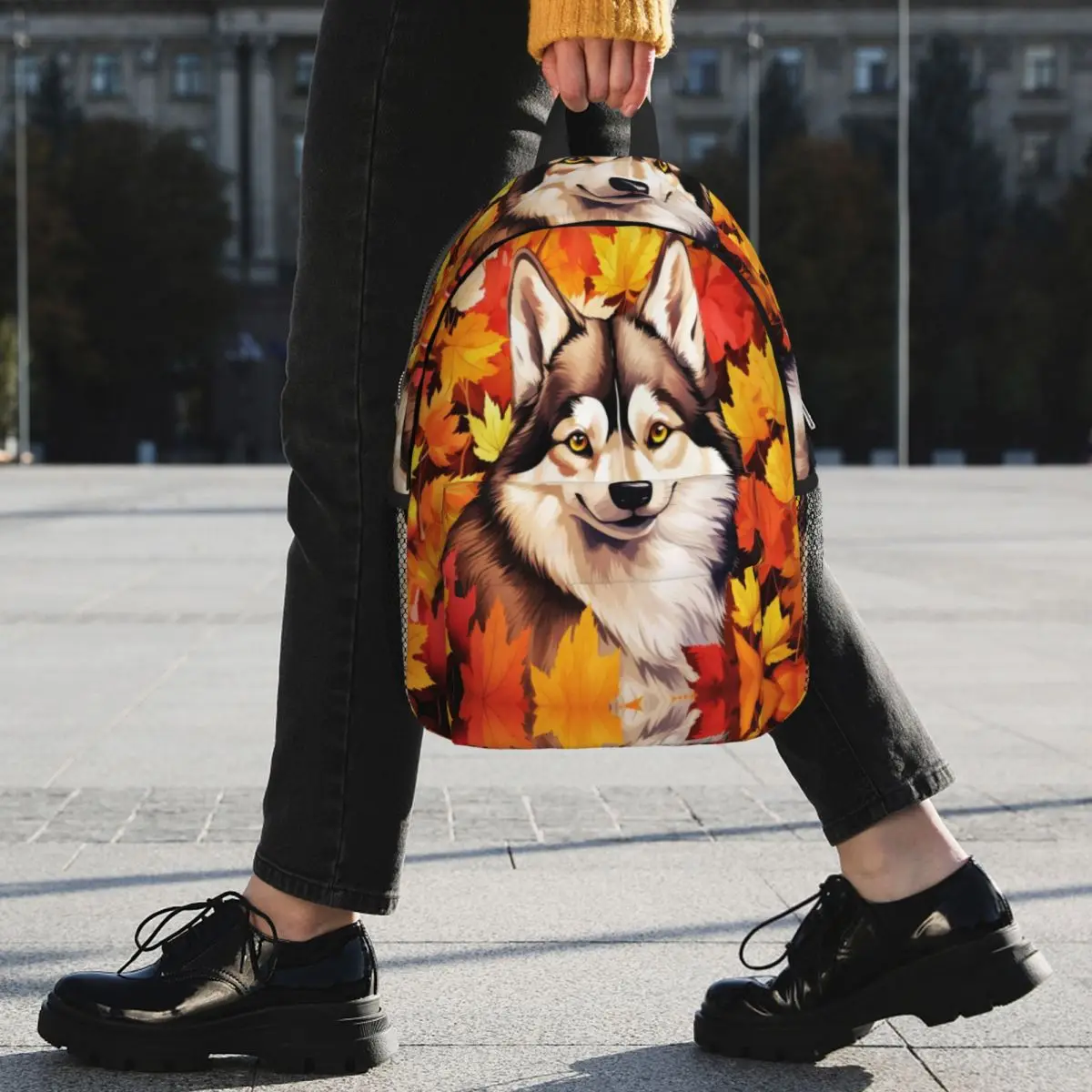 Autumn Fall Siberian Husky Dog Backpack Student BookBag Men Women School Bag Laptop Shoulder Bags