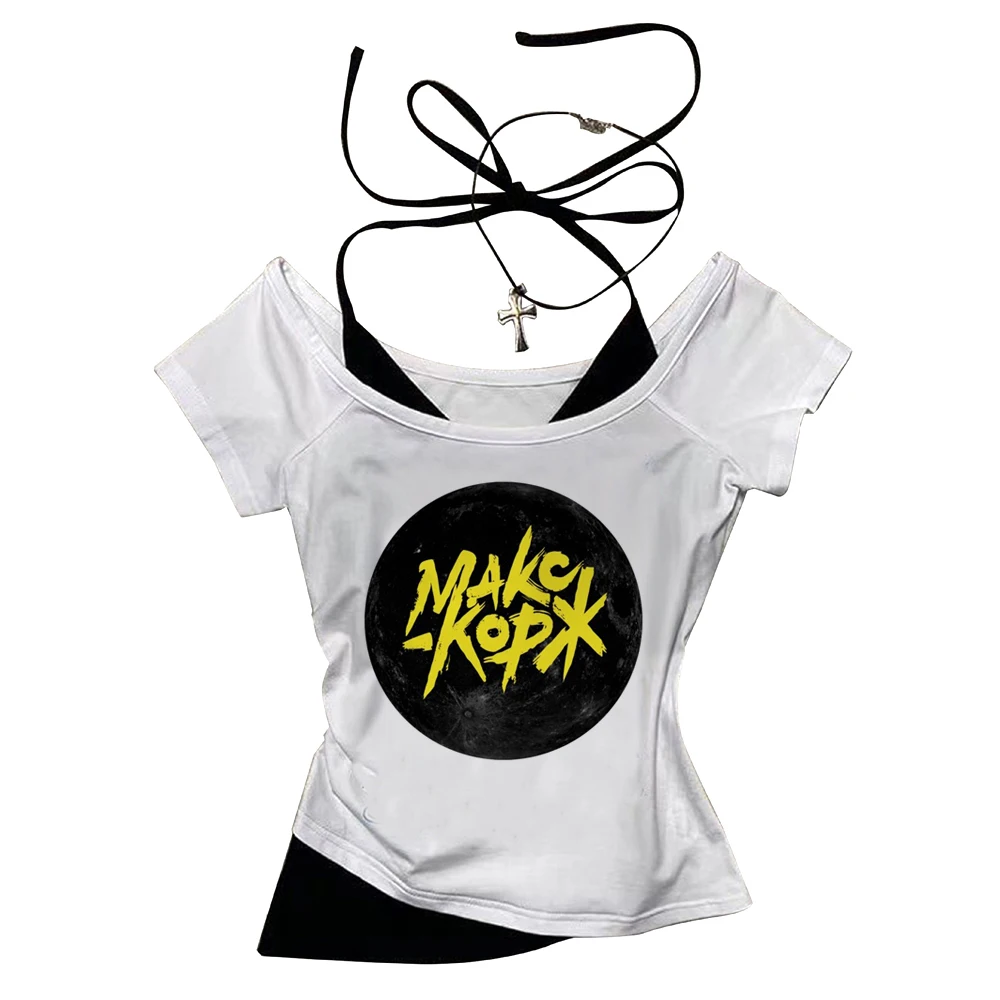 Max Korzh cropped top female manga cute scene  anime streetwear top tees cheap emo gothic cute scene