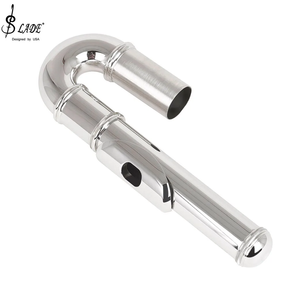 

Professional Flute Mouthpiece White Brass Nickel Plated Flute Bend Woodwind Instrument Parts for Beginners Optional Accessories