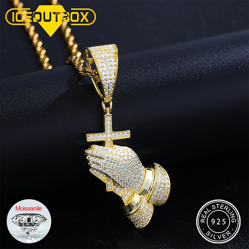 Collana da donna Moissanite con catena in Agrent Sterling 925, ciondolo