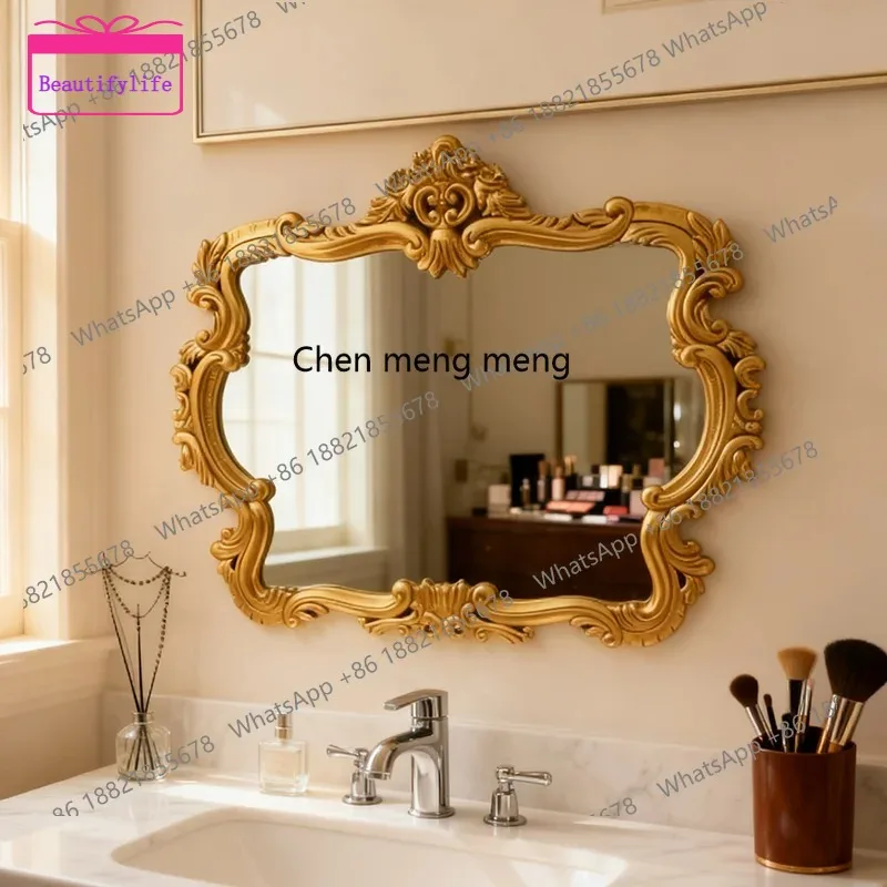 YL  French vintage bathroom makeup mirror wall mounted wall European bathroom washbasin mirror