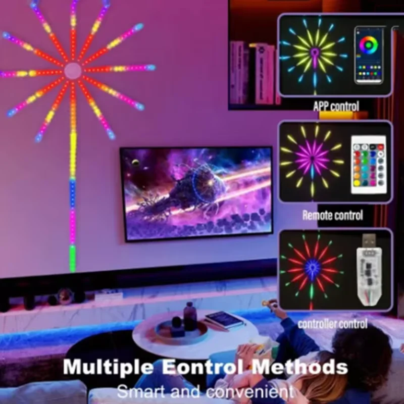 Indoor Sound‑Activated Auto‑Flashing Colorful Firework Lamp, Home Marquee Light for Room Atmosphere Decoration