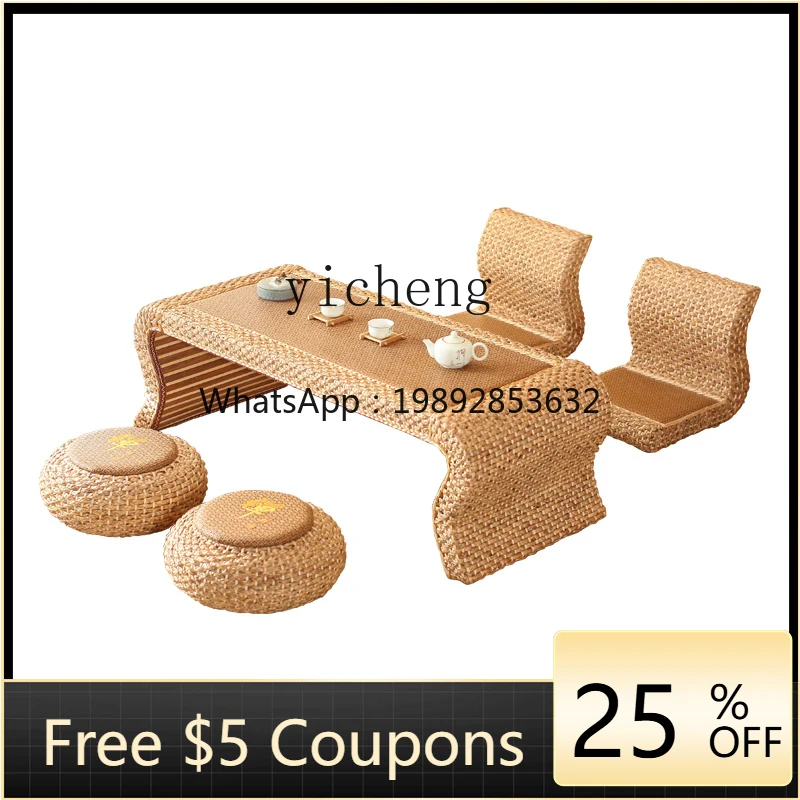 

ZZc Rattan Tatami Tea Table Deck Tea Table Combination Bay Window Balcony Low Table