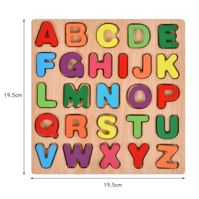 ตัวต่อไม้รูปตัวอักษรและตัวเลขหลากสี 1 ชิ้น เกมจับคู่เสริมพัฒนาการเด็กก่อนวัยเรียน ของเล่นเสริมทักษะการเรียนรู้สำหรับเด็กเล็ก