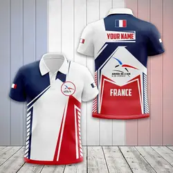 France Flag & Coat of Arms Customized Polo Shirts Summer Casual Streetwear Men's Fashion Loose Jersey Plus Size Sportswear