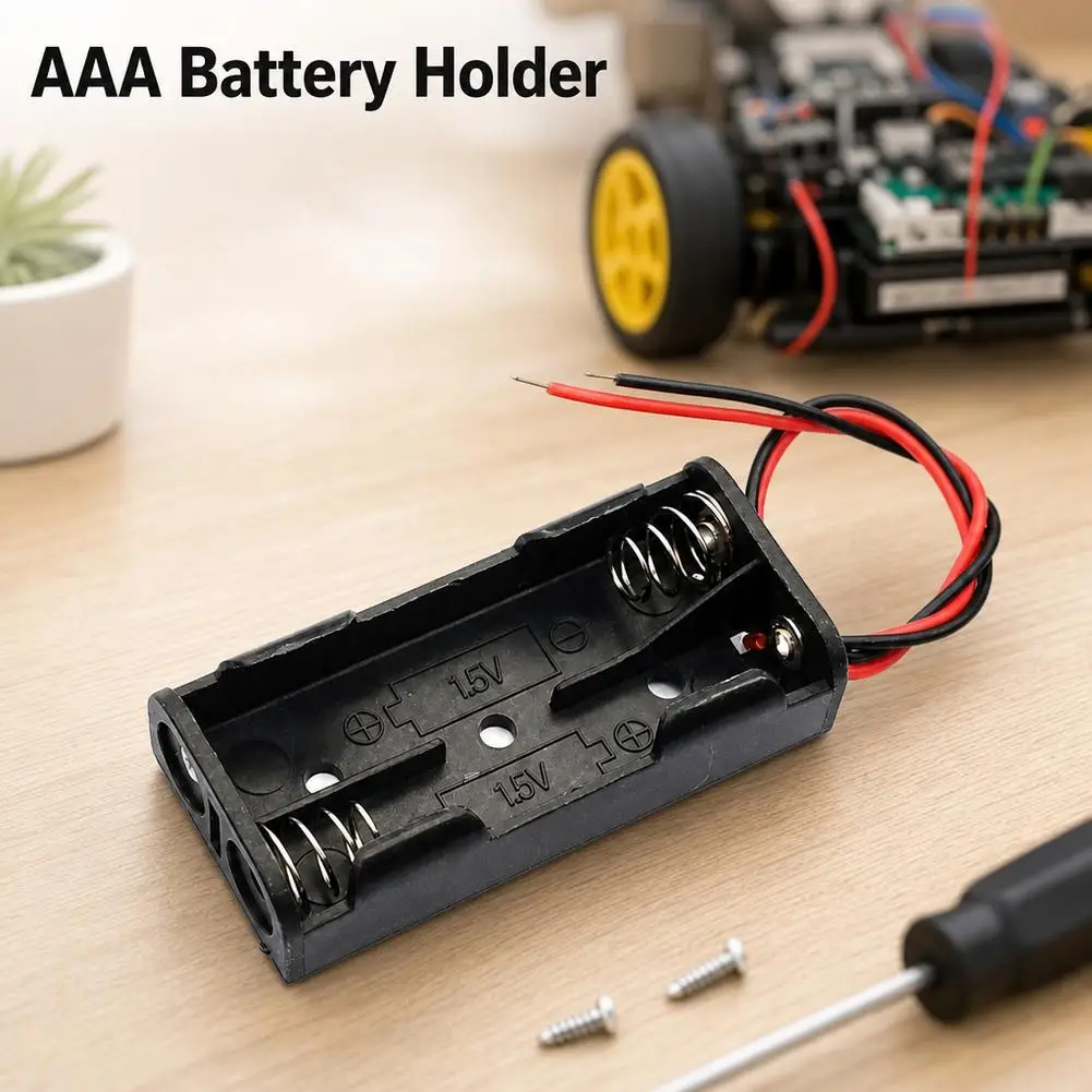 PP Single AAA Battery Holder With Pre-Installed Wires Compact Power Block For DIY Electronics