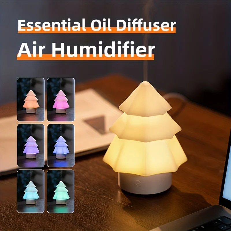 

1PC Christmas Tree Shaped Aroma Diffuser Colorful Ambient Light Ideal choice For Christmas And New Year Gifts of air humidifier