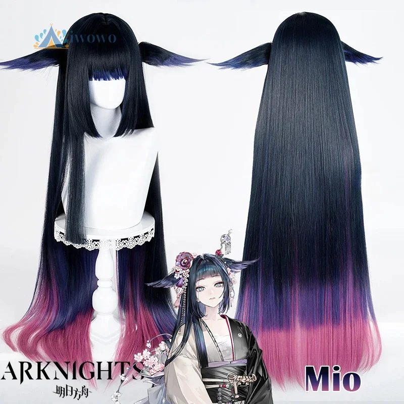 

Парик для косплея Arknights Mio, длинные, черные, розовые, с градиентом, прямые волосы, термостойкие синтетические парики для женщин и девочек, карнавальный фестиваль