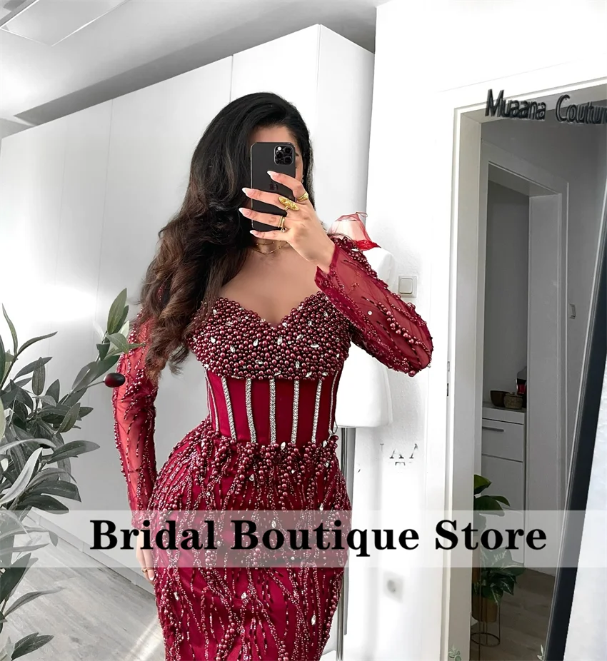 Shining Blue ดูไบชุดราตรี 2025 ประดับด้วยลูกปัดคริสตัลงานแต่งงานชุดสําหรับโอกาสพิเศษ Vestidos ที่กําหนดเอง