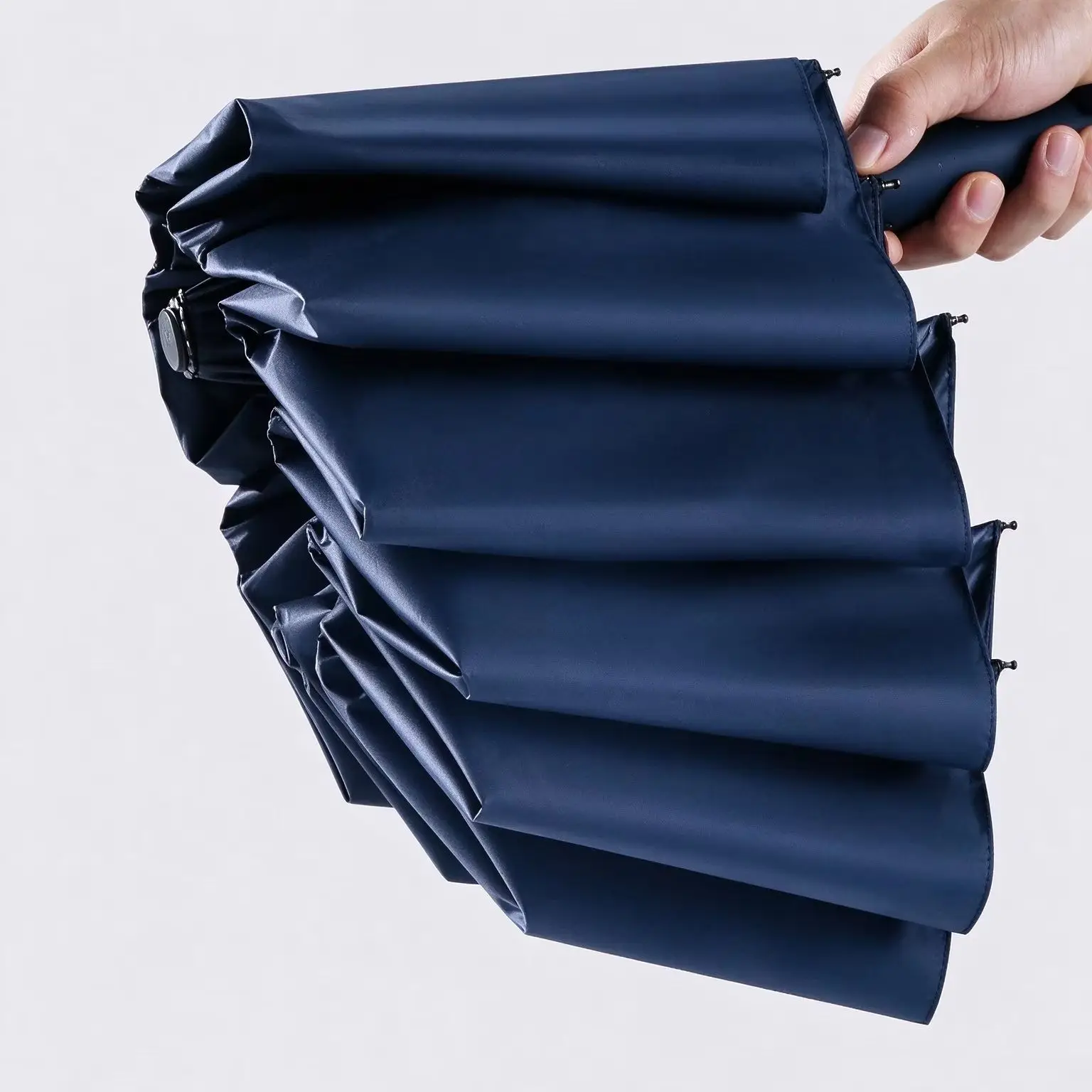 12 Bone Double Bones Black Glue Fully Automatic Umbrella, Rain & Sun Dual Use Three Fold, Sturdy Keel, UV Protection image 6