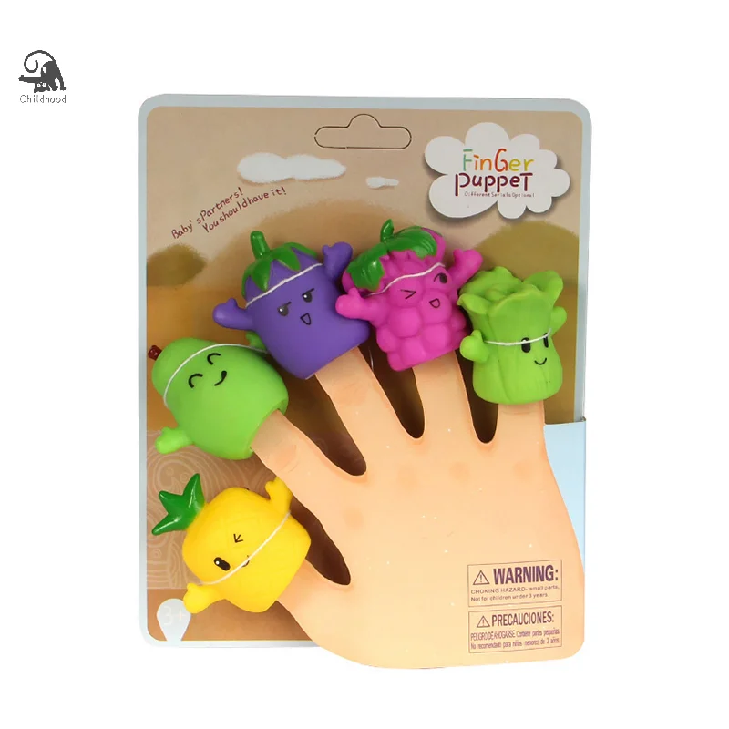 5Pcs Mini Fruit Animal Hand Puppet Puppy Doll Finger Puppet Toy Montessori Sensory Toys Preschool Parent-Child Storytelling Toys