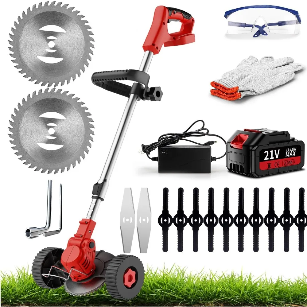 

Wireless Lawn Mower 21V, Equipped with 3.0Ah Lithium-ion Battery, 3 Types of Cutting Blades