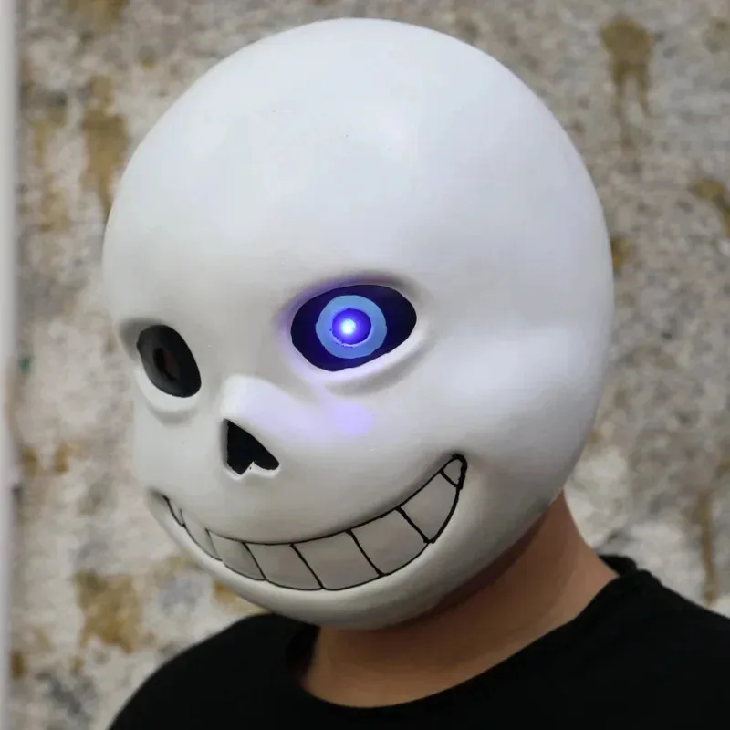 AAA 2025 Game Undertale Sans Latex Led Light Full Head Adult Cosplay Mask Halloween Party Porp
