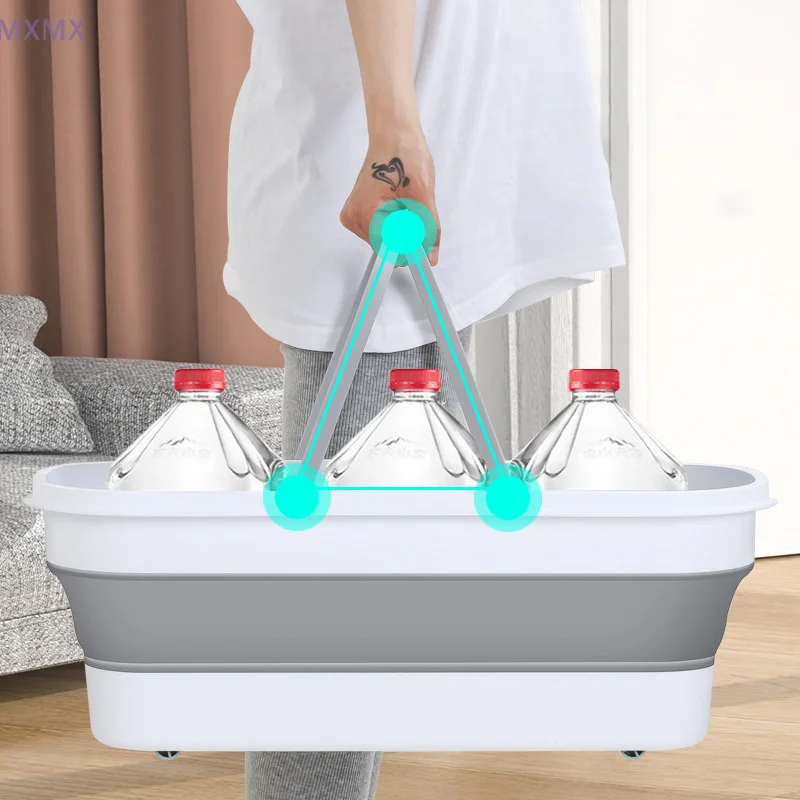 Rectangular Mop Bucket With Handle Washing Tub Portable Collapsible Space-Saver Large Capacity Fishing Bucket For Camping Travel