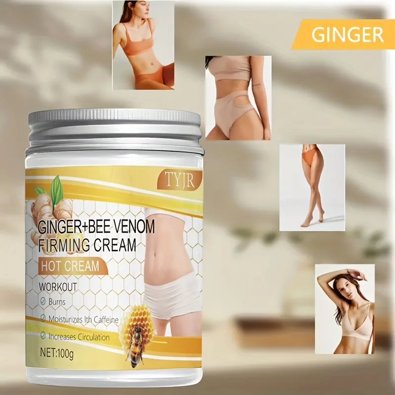 100 g de crema reafirmante de veneno de abeja y jengibre. Con aloe y café para firme y hidrata la piel en el abdomen, los brazos y las piernas.