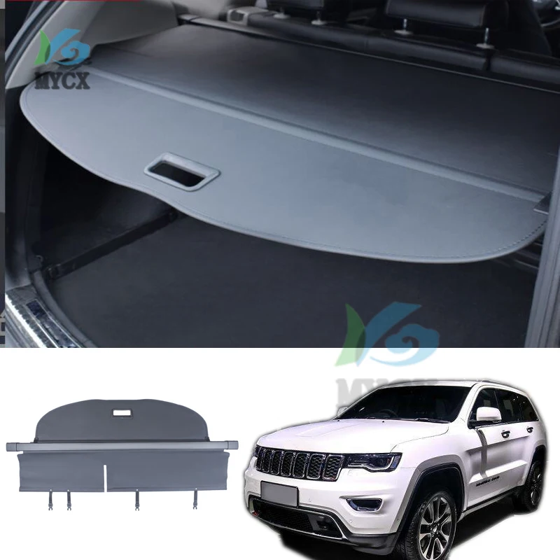

Aluminium Alloy + Fabric Rear Trunk Security Shield Cargo Cover For Jeep Grand Cherokee 2011 - 2016 2017 2018 2019 2020 2021