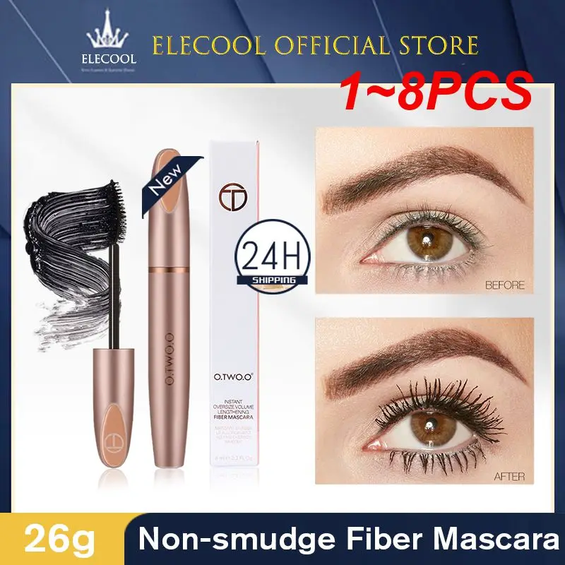 Máscara de extensão de cílios, curling, grosso, duradouro, impermeável, não florescendo, preto, fibra natural, maquiagem, TSLM1, 1-8pcs