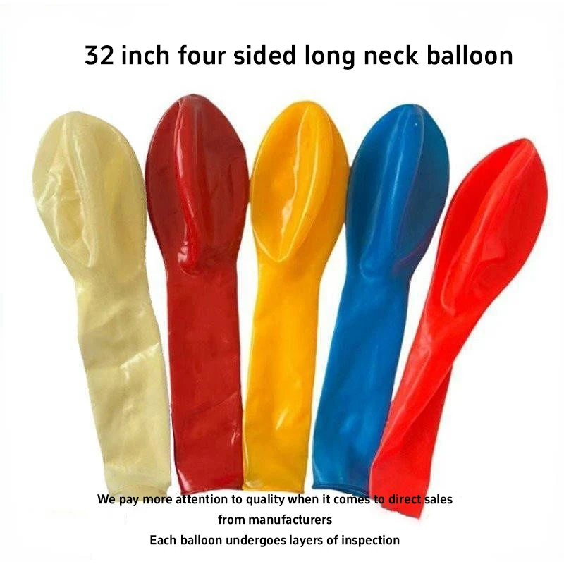 32 Inch Long Neck Balloon Extra Large Four Sided Long Balloon Birthday Wedding Background Decor Children's Outdoor Balloon Toy