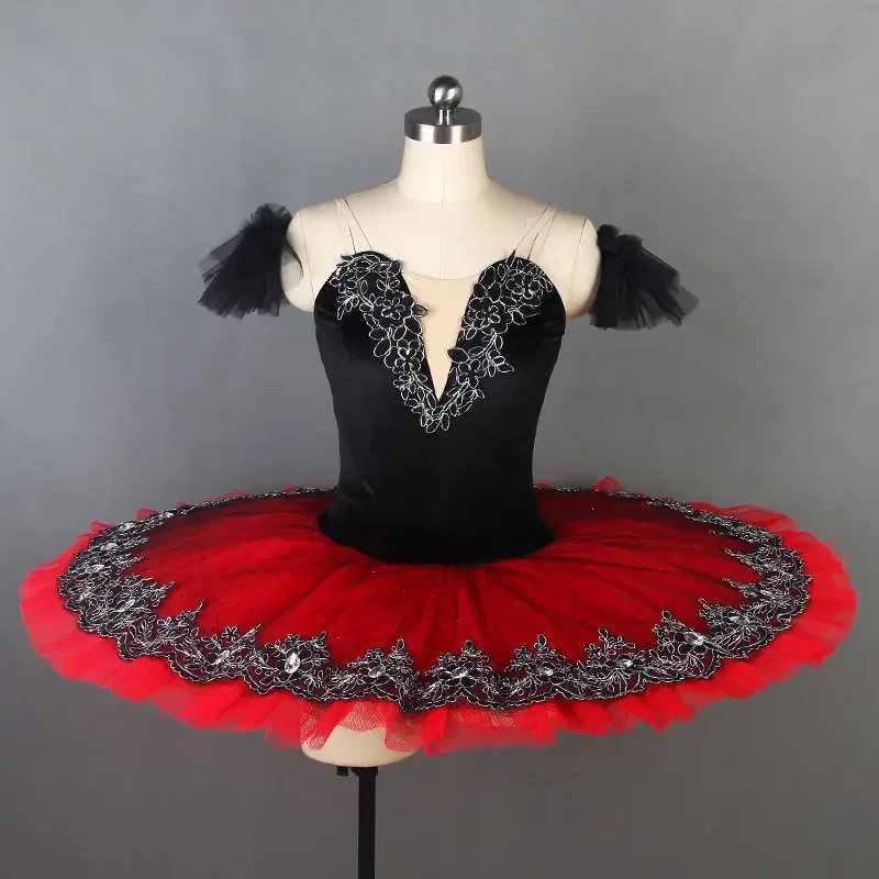 Tutú de Ballet profesional para niños, tutú de Lago de los cisnes rojos, trajes de baile contemporáneo, ropa de vestido de Ballet para niñas