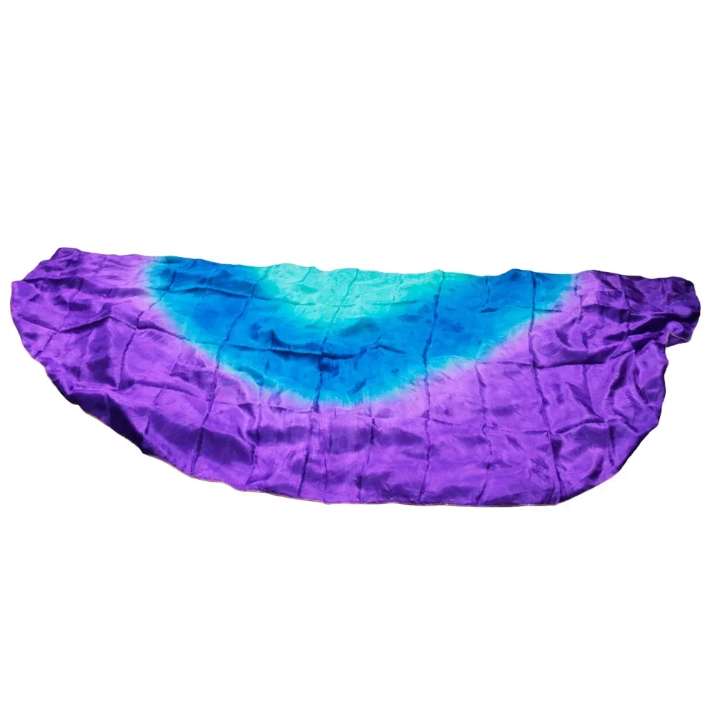 수제 천연 실크 댄스 베일 고품질 반원형 벨리댄스 소품 터쿼이즈 로얄 블루 퍼플 공연 소품