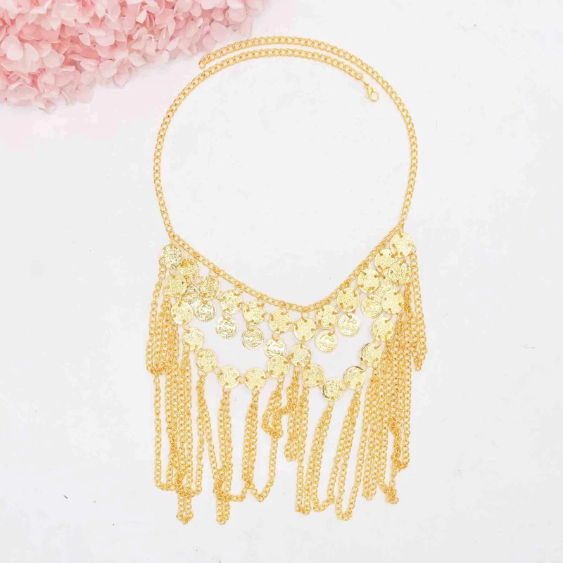 Coin Women Headband Golden Tassel Punk Ethnic Indian Statement Party Dance Hair Jewelry Arab Charms Face Chains Feminina