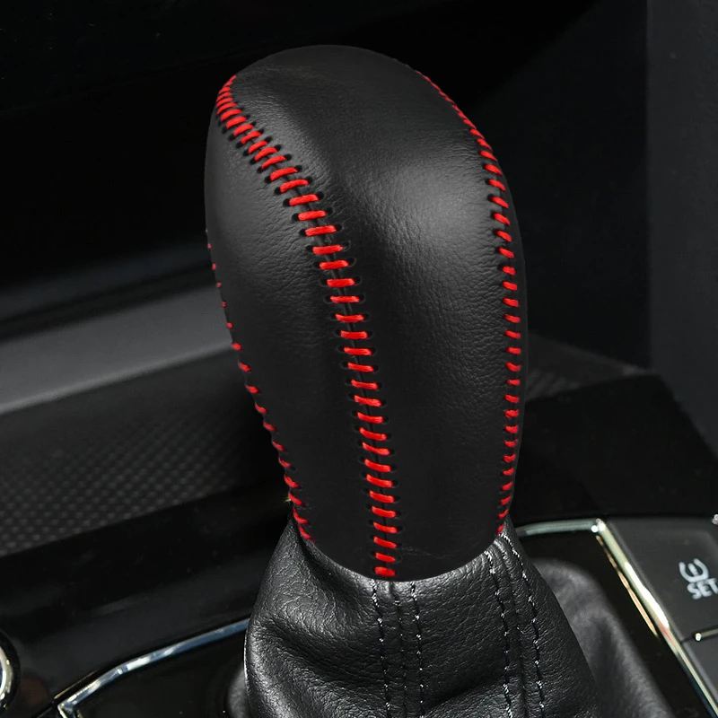 

Leather Car Gear Head Shift Knob Cover Fit for Volkswagen Golf jetta MK78 Tiguan T-Roc Taos MQB Gear Shift Collars Accessories