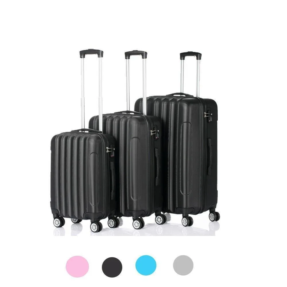 

20 24 28" 3pcs Luggage Travel Set Bag ABS Trolley Hard Shell Suitcase w/TSA lock