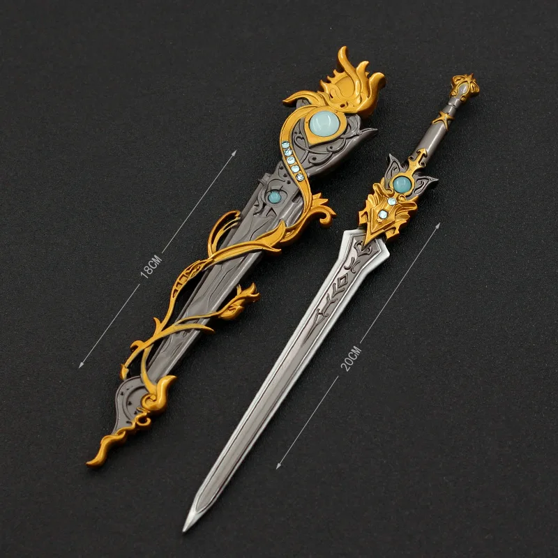 Figura de juego de 26cm, juguete artesanal de Metal periférico, modelo de espada, accesorios, adornos de decoración de escritorio, regalos de cumpleaños para niños, Juguetes