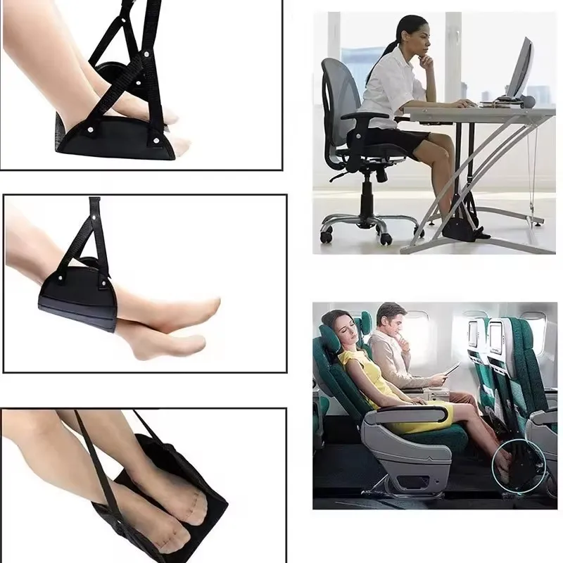 Portable Adjustable Leg Hammock with Comfortable Foot Support for Airplane Office and Car Travel Outdoor Furniture Use