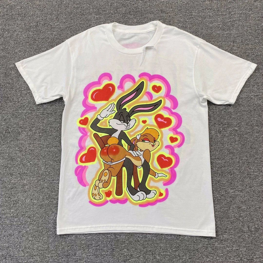 Travis Scott Chinatown Instagram Teamed Up with Looney Tunes Short Sleeve T-shirt for Men and Women Pure Cotton T-shirt