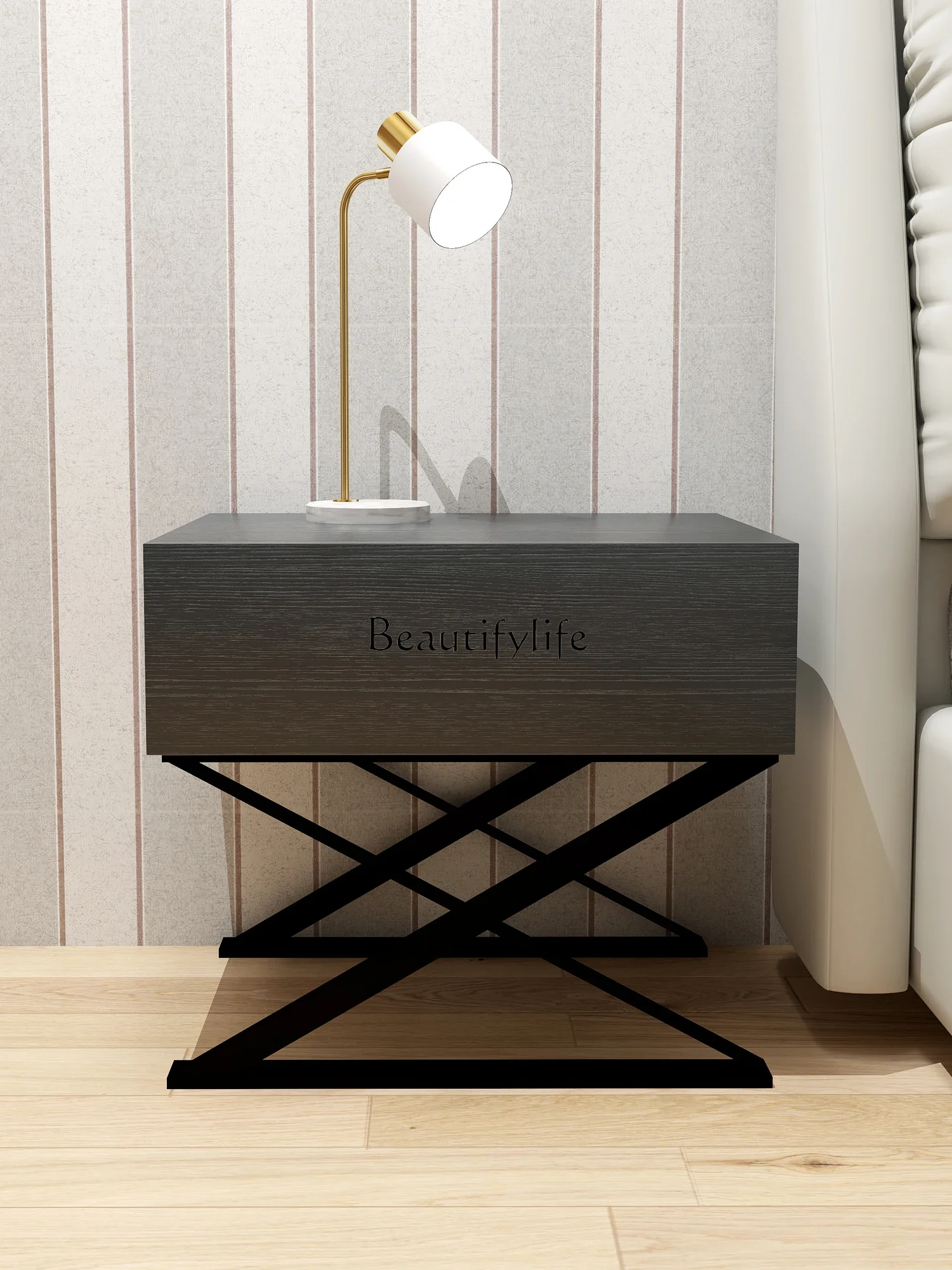 Nordic minimalist bedside cabinet Italian light luxury, quiet wind simple modern storage cabinet