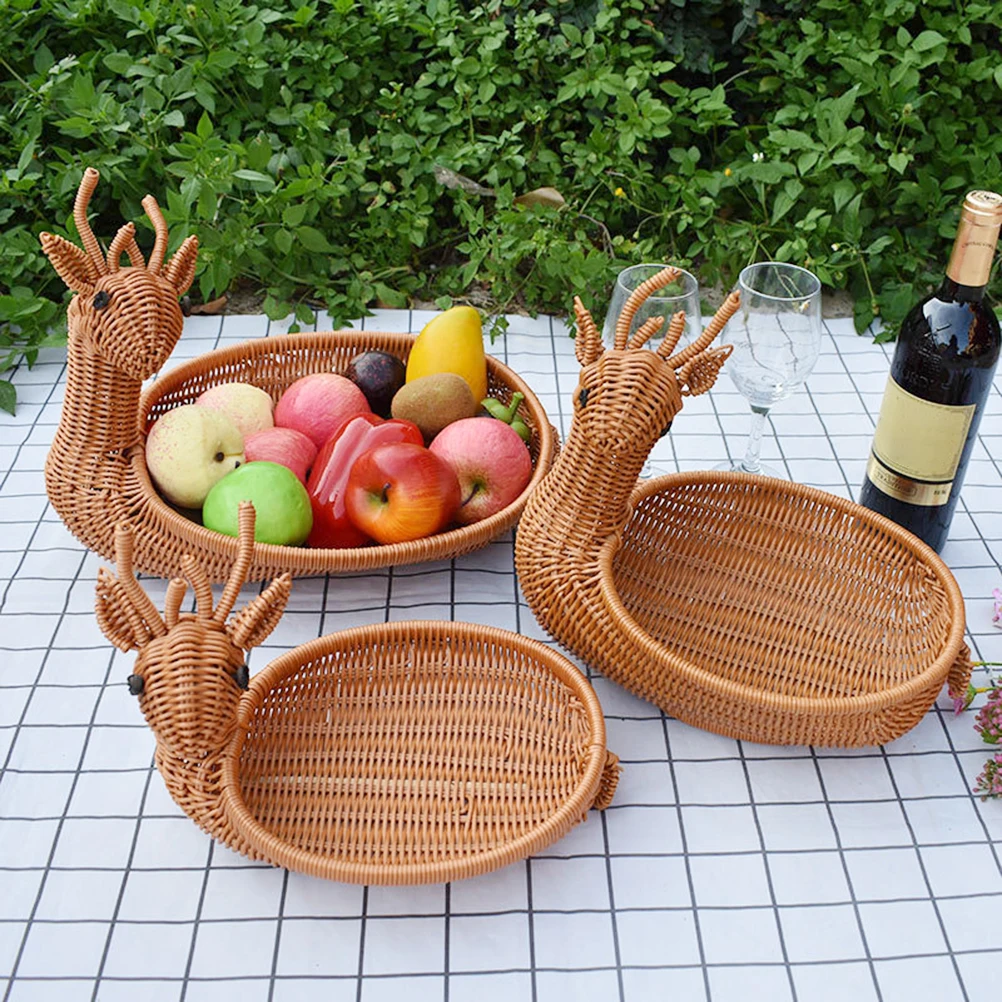 ZK20 Simulation Rattan Woven Basket Storage Basket Fruit Animal Shape Storage  Display Basket