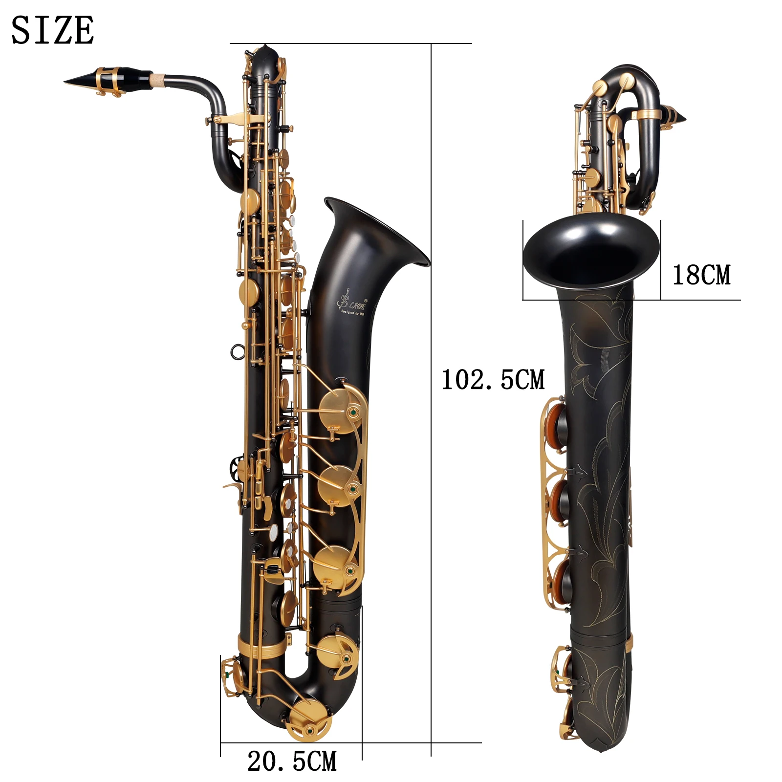 SLADE LDB890 Eb Baritone Saxophone Brass Tube Complete Wind Instrument Kit with Case Accessory for Saxophone Formal Performance