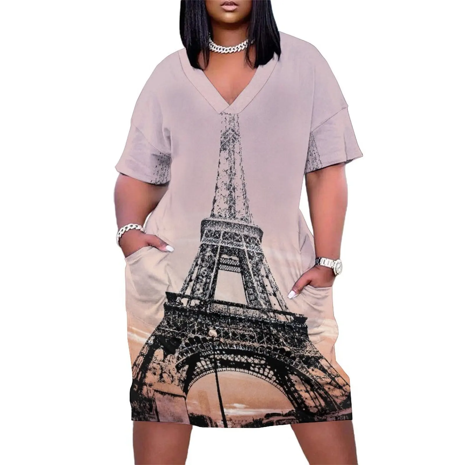 EIFEL TOWER Loose Pocket Dress Bride dresses Dresses for wedding party purple dress