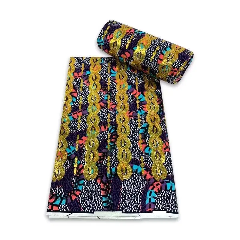 Tela con estampado de cera Ankara Nigeria, tela bordada con lentejuelas, vestido africano para fiesta de Navidad Y10, 2023