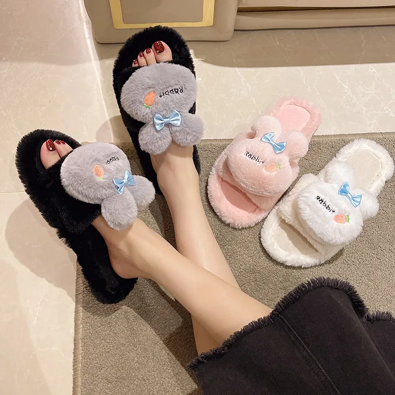 2023 Plush Women's Slippers Home Thermal Fur Shoes New Fashion Spring and Autumn Home Slippers Women's Slippers