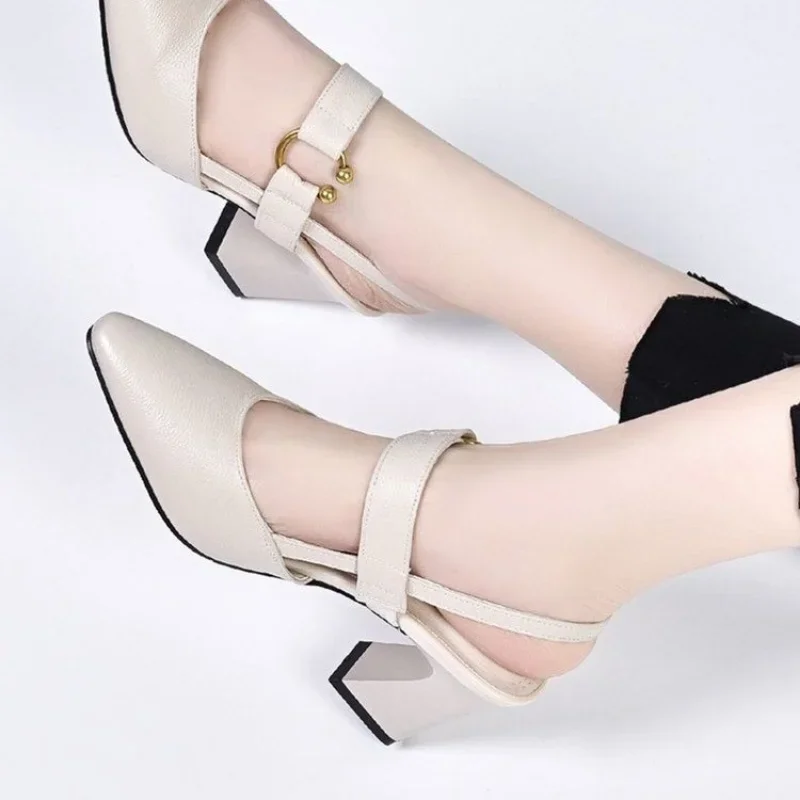 Fashion Sandals Women Office Career Strange High Heels Women Shoes Pointed Toe Circle Buckle Strap Summer Sandals Plus Size