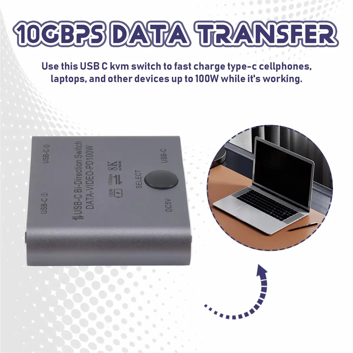 

Новый двунаправленный USB-C коммутатор-сплиттер NewABNR 8K, KVM-переключатель USB-C 8K 60 Гц 4K 144 Гц для нескольких источников видео (без кабеля USB-C)