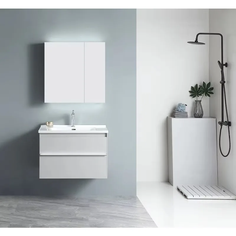 

Modern Style Bathroom Basin Cabinet Silver Waterproof Light Emitting Diode Mirror - Bedroom
