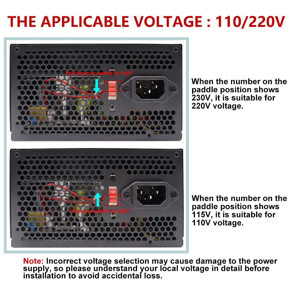 Font 500W PSU ATX 12V Gaming PC Power Supply Gaming Game RGB Fan 500W Computer Power Supply computer PSU laboratory power Supply image 5