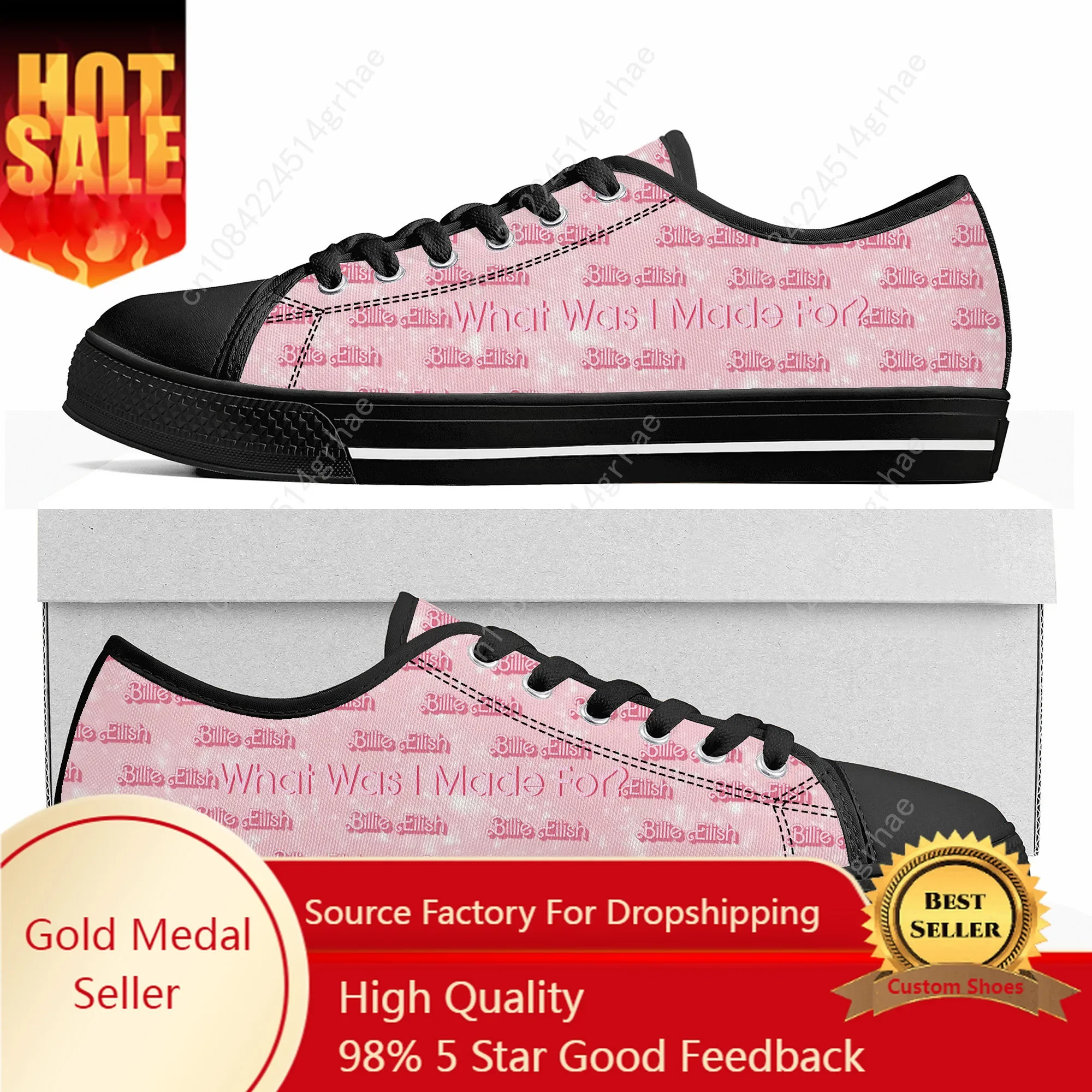 

Pink Bilie What Was I Made For Eilish Low Top Sneakers Womens Mens Teenager High Quality Canvas Sneaker Casual Customize Shoes