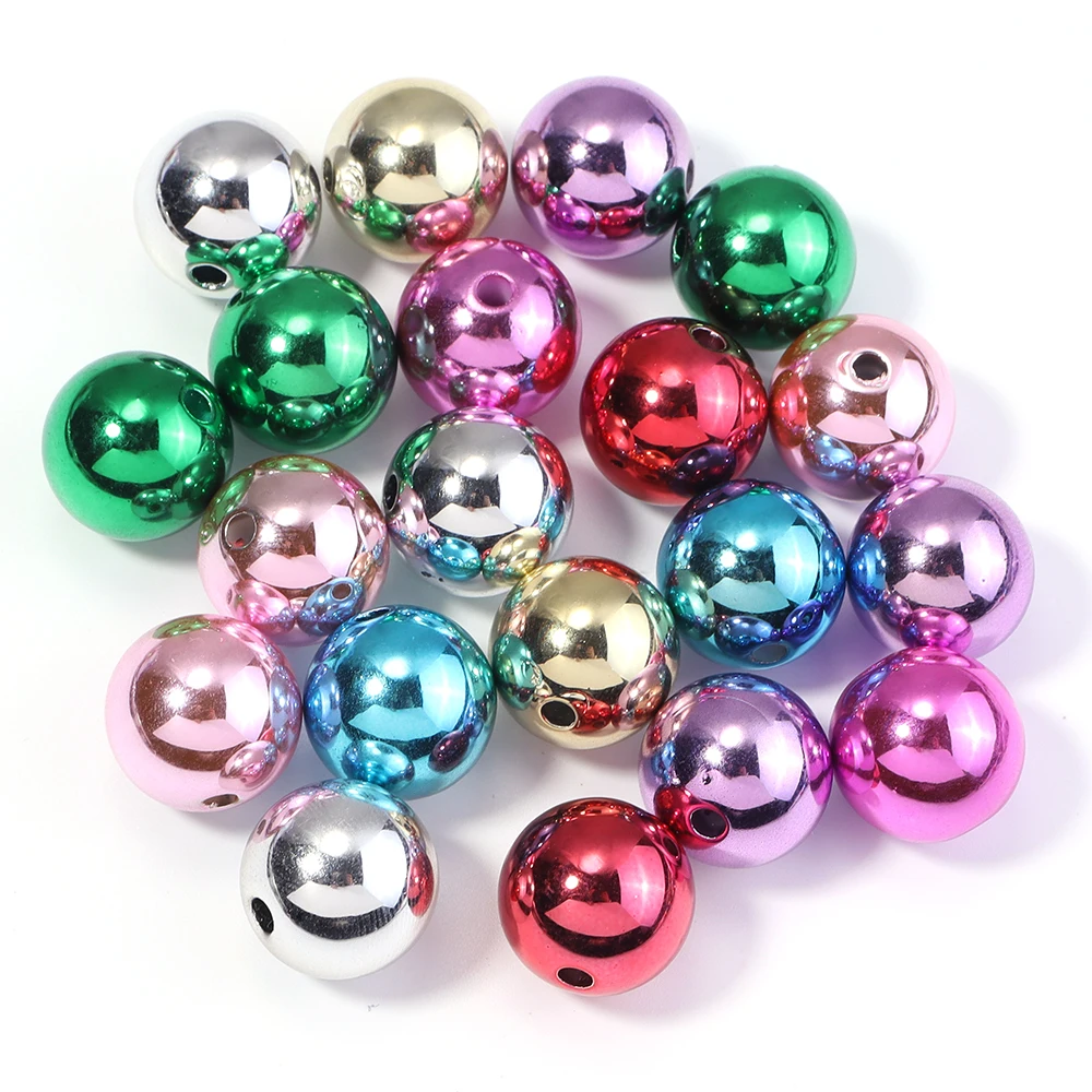 20 Stück/Set UV-Acrylperlen Weihnachts-Acrylperlen Runde Lose Abstandsperlen für Schmuckherstellung DIY Armband Halsketten Zubehör – Detail 5