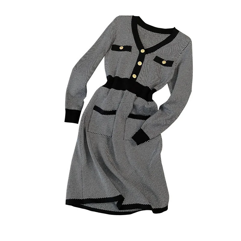 Autumn and Winter Women\'s Long Sleeved Dress High Quality Fashion Casual Commuter Knitted Dresses