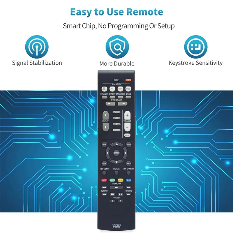 【Elegancki Design】2X Pilot Zastępczy RAV533 do Receivery AV Systemu Kina Domowego RX-V579 HTR-4068 TSR-5790 HTR-3068 RX-