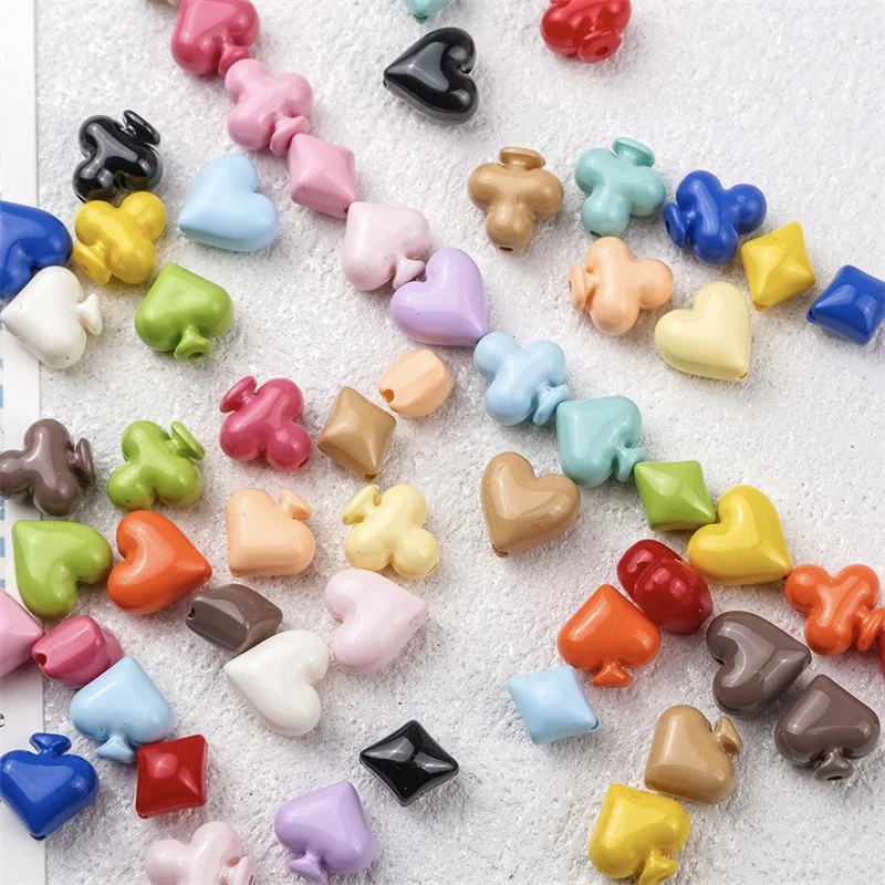

2025 Newest 100pcs/lot color print geometry hearts flowers shape acrylic straight hole beads diy jewelry garment accessory