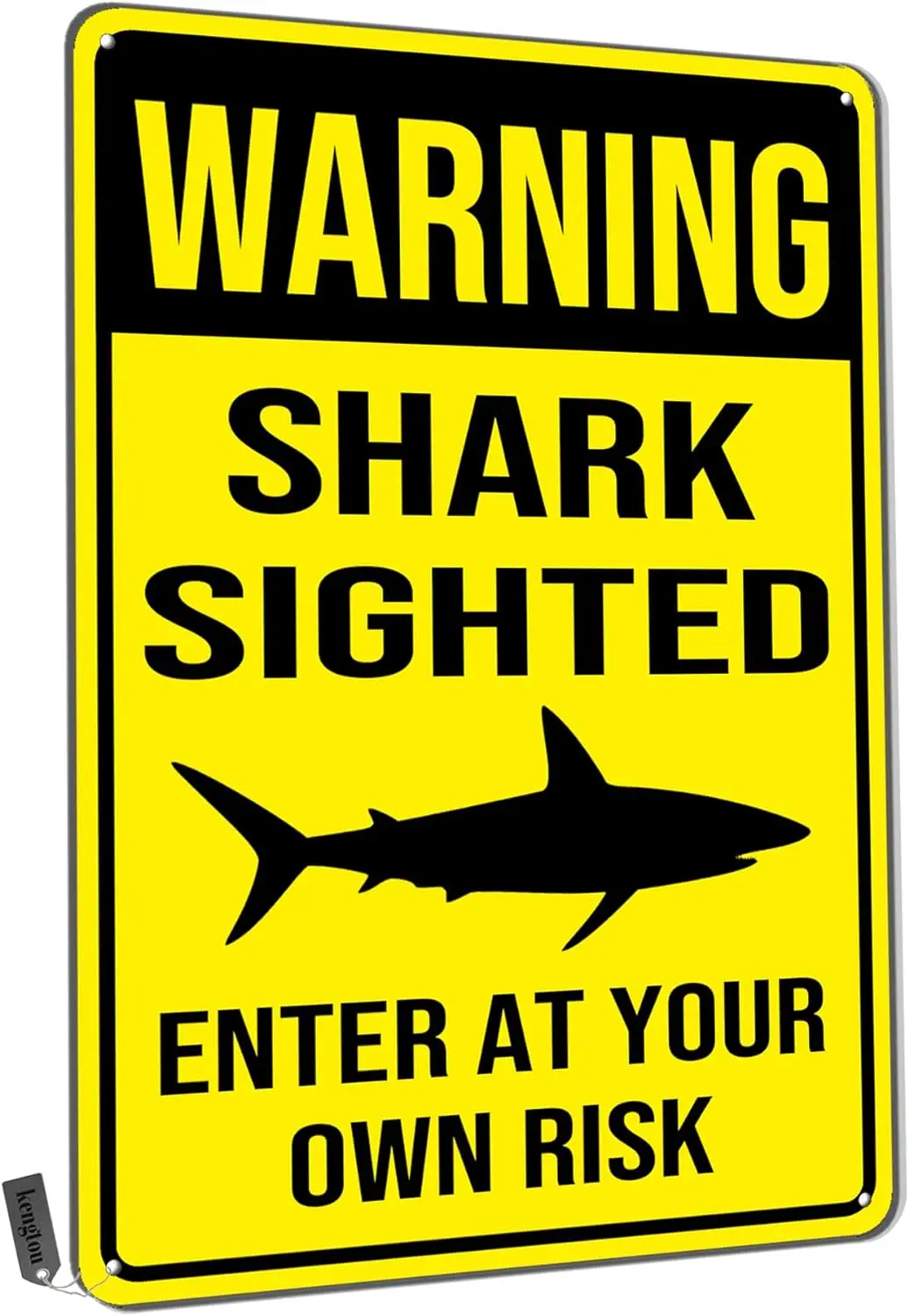 Warning Tin Signs,Warning Shark Sighted Enter at Your Own Risk Metal Tin Sign for Men Women,Wall Decor for Bars,Club, Restaurant